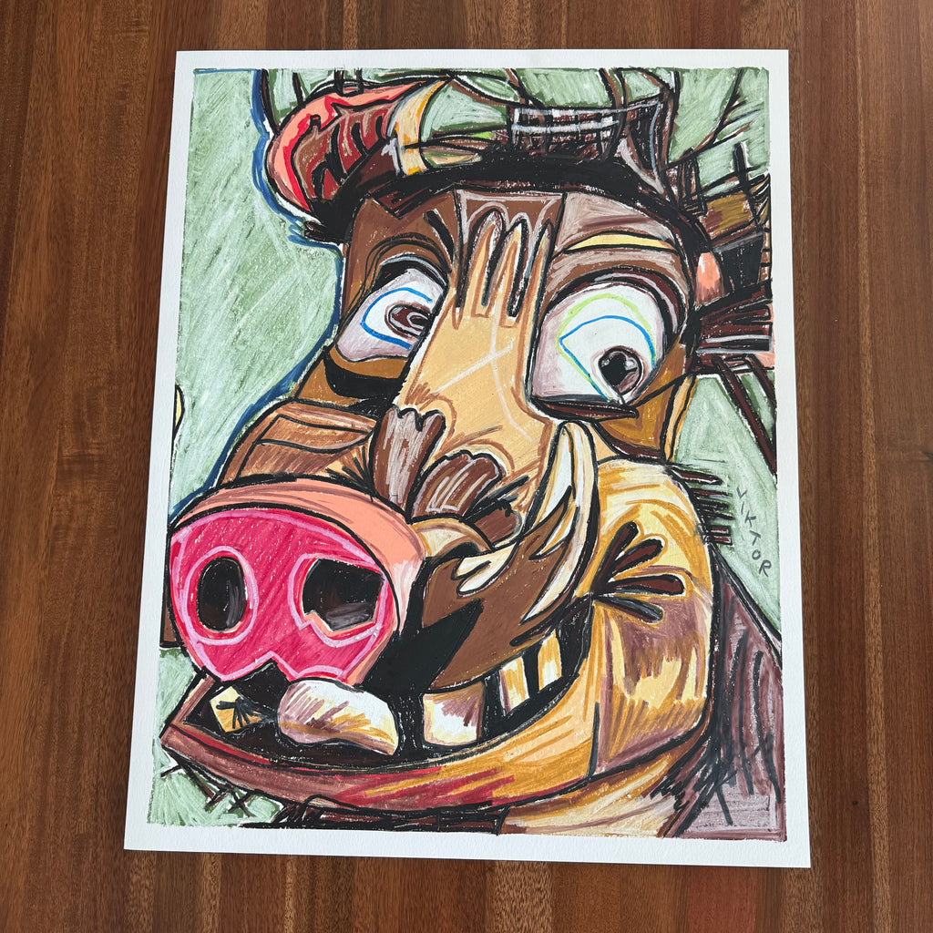 Snuggle Tooth - ORIGINAL OIL PASTEL ARTWORK - 19x24" (video attached)