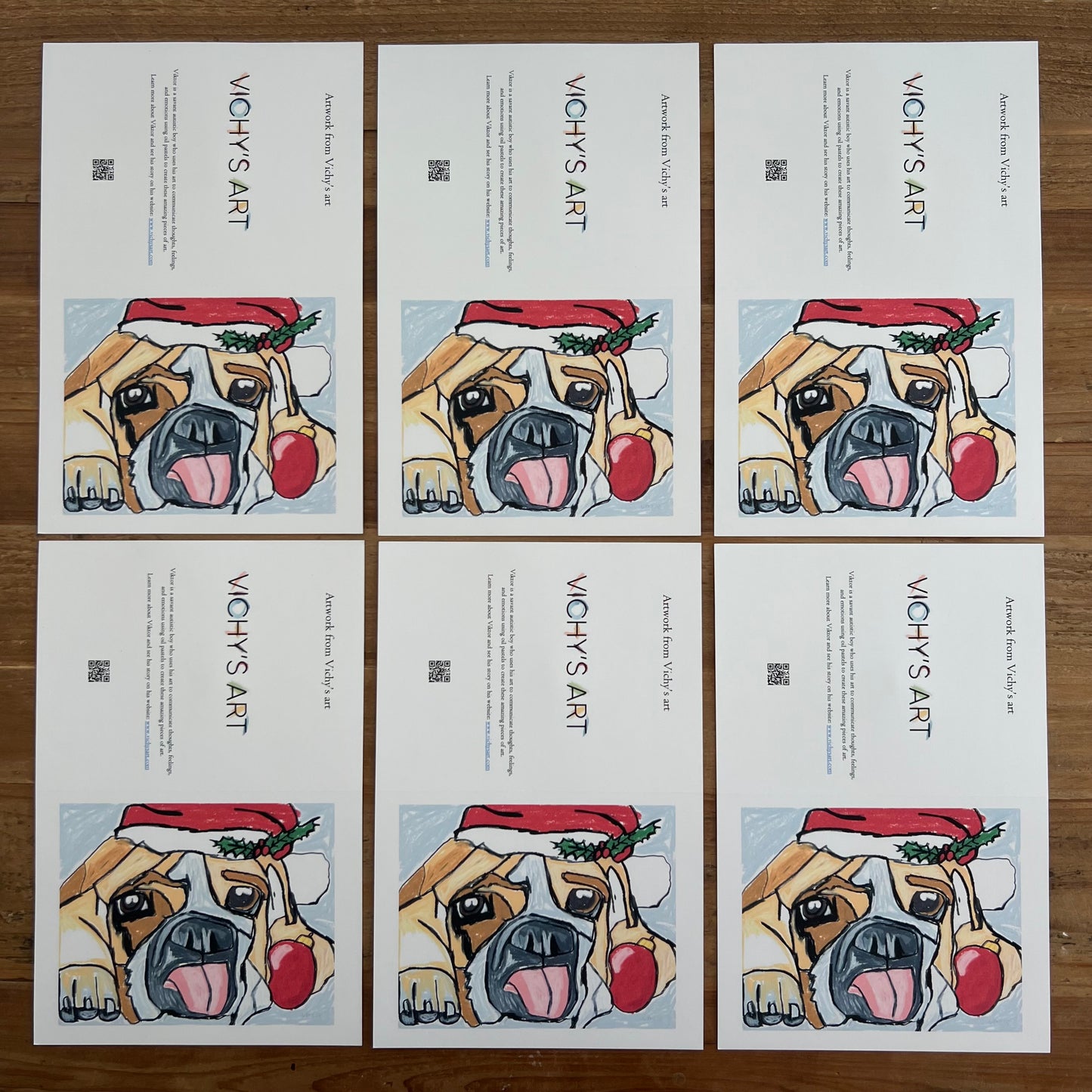 Santa Bulldog - Greeting cards