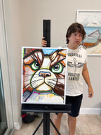 The Grumpy Cat  - ORIGINAL OIL PASTEL ARTWORK - 19x24" (video attached)