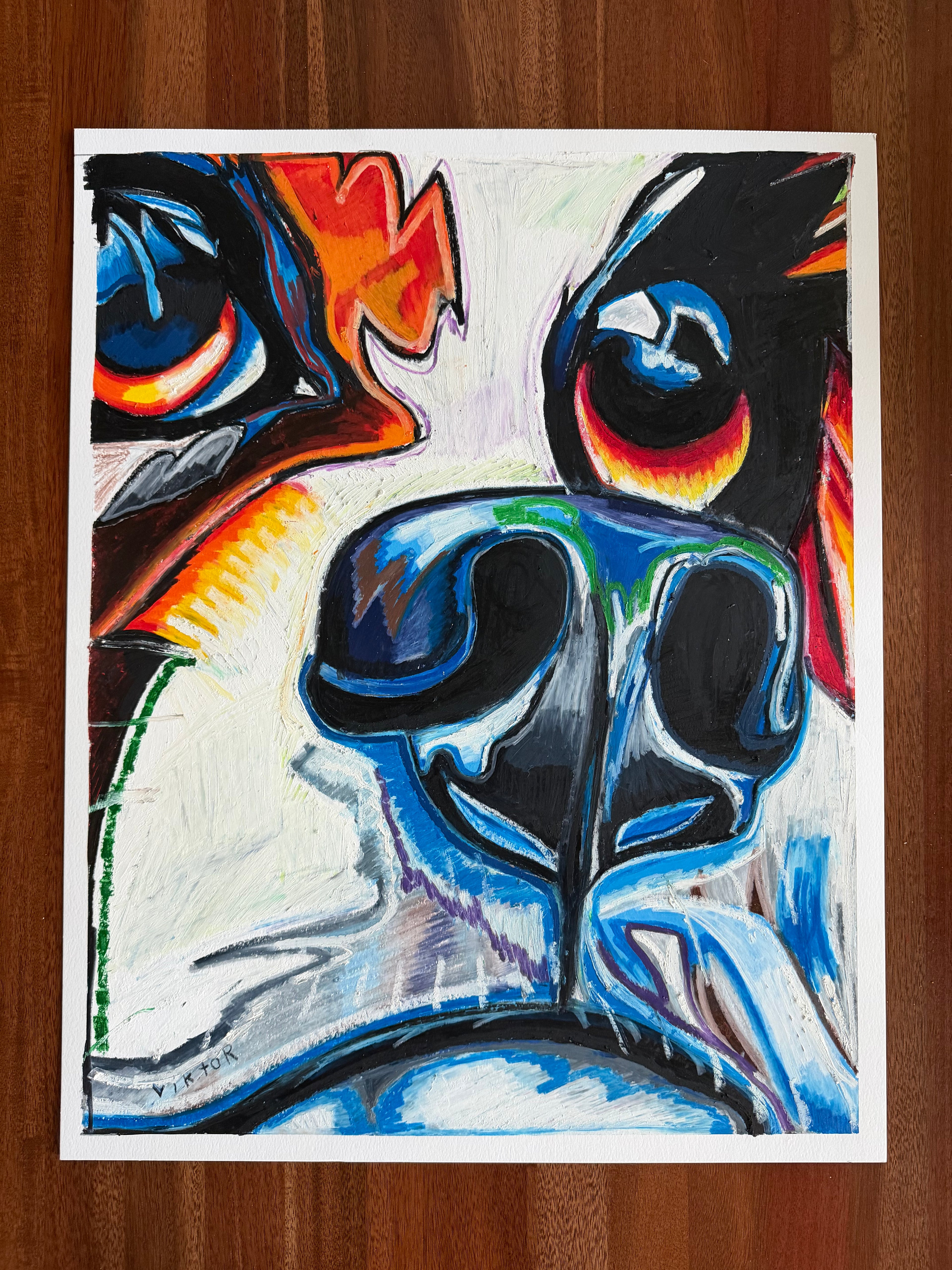 The Eyes of Longing  - ORIGINAL OIL PASTEL ARTWORK - 19x24" (video attached)