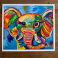 The Colorful Elephant - ORIGINAL OIL PASTEL - 19x17”