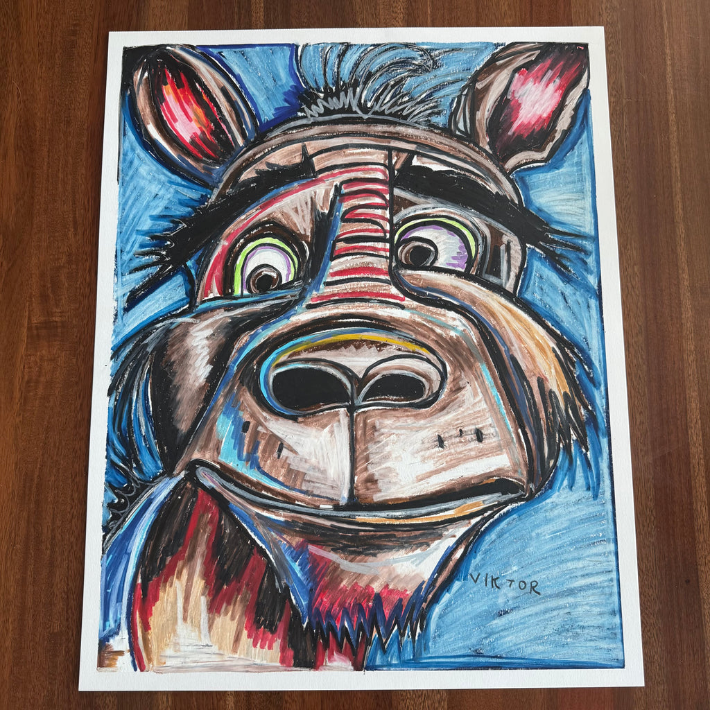 Mugzy - ORIGINAL OIL PASTEL ARTWORK - 19x24" (video attached)