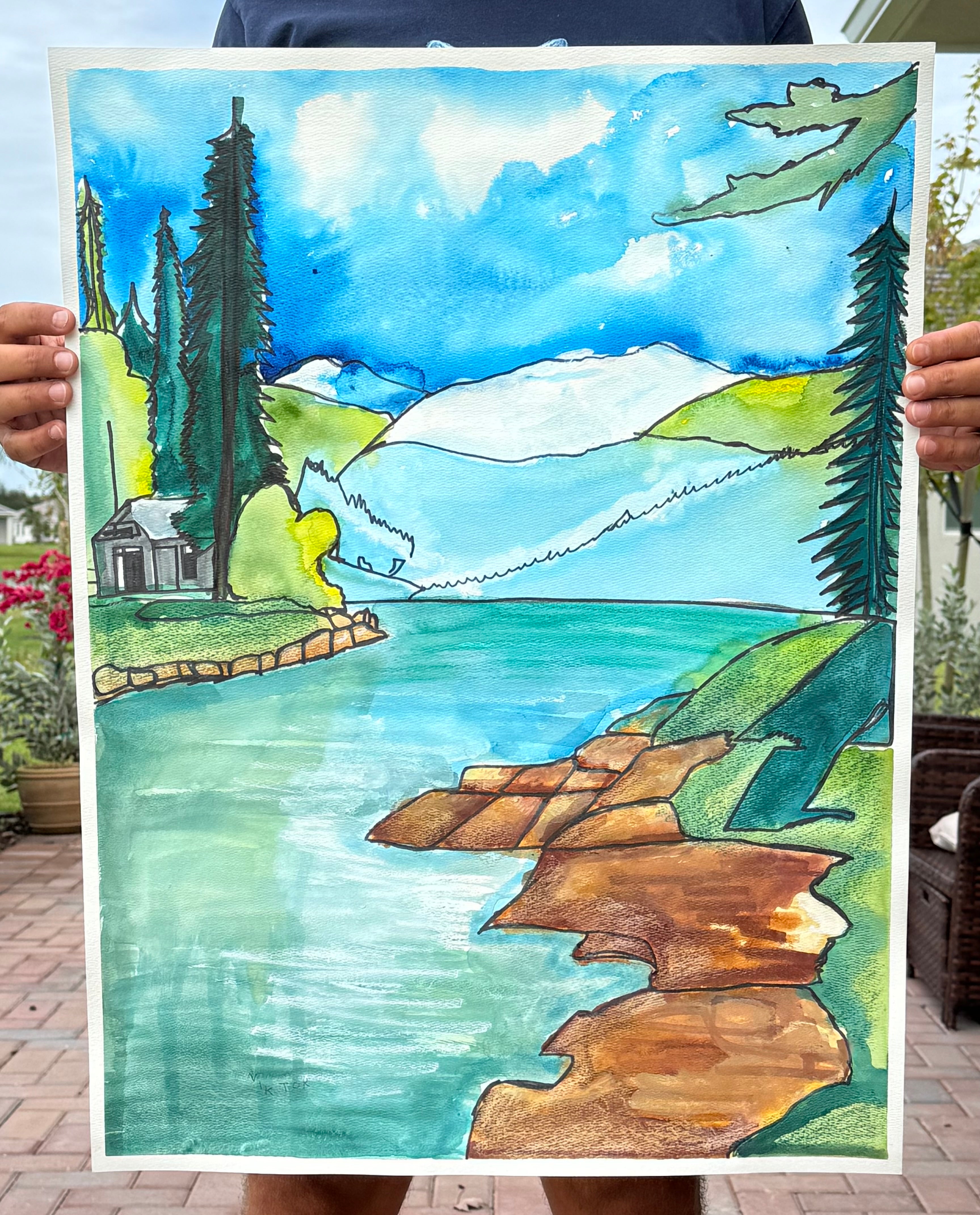 Mountain River - ORIGINAL Watercolor artwork 22x30”