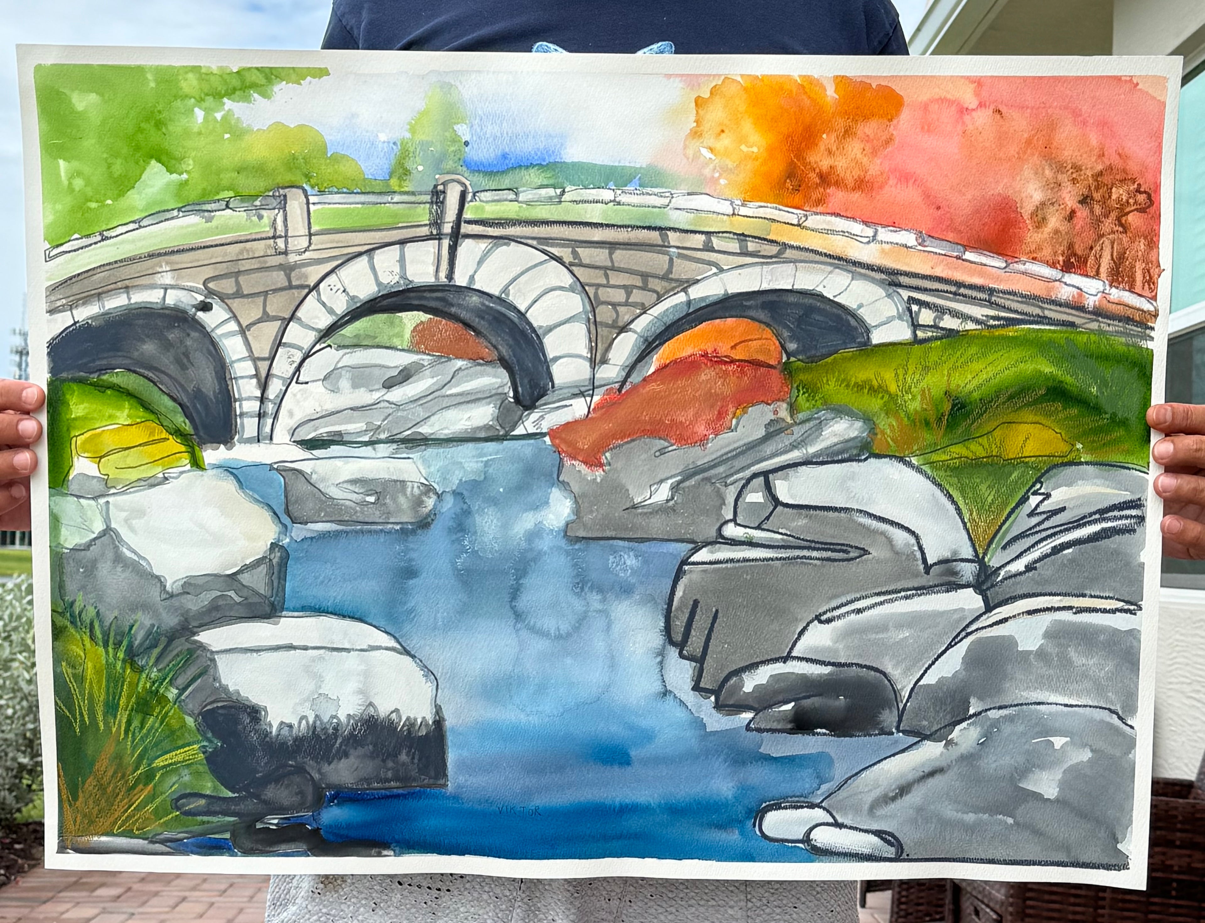 Bridge I - ORIGINAL Watercolor artwork 22x30”