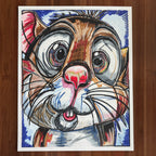 The Cute Rat - ORIGINAL OIL PASTEL ARTWORK - 19x24" (video attached)