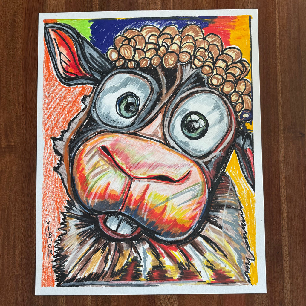 Curly Sue - ORIGINAL OIL PASTEL ARTWORK - 19x24" (video attached)
