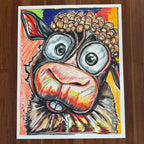 Curly Sue - ORIGINAL OIL PASTEL ARTWORK - 19x24" (video attached)