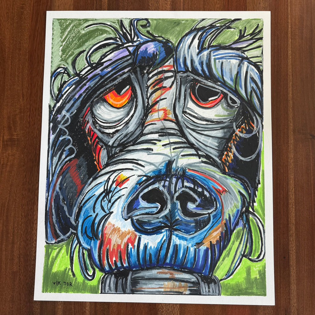 Portugese Water Dog - ORIGINAL OIL PASTEL ARTWORK - 19x24" (video attached)