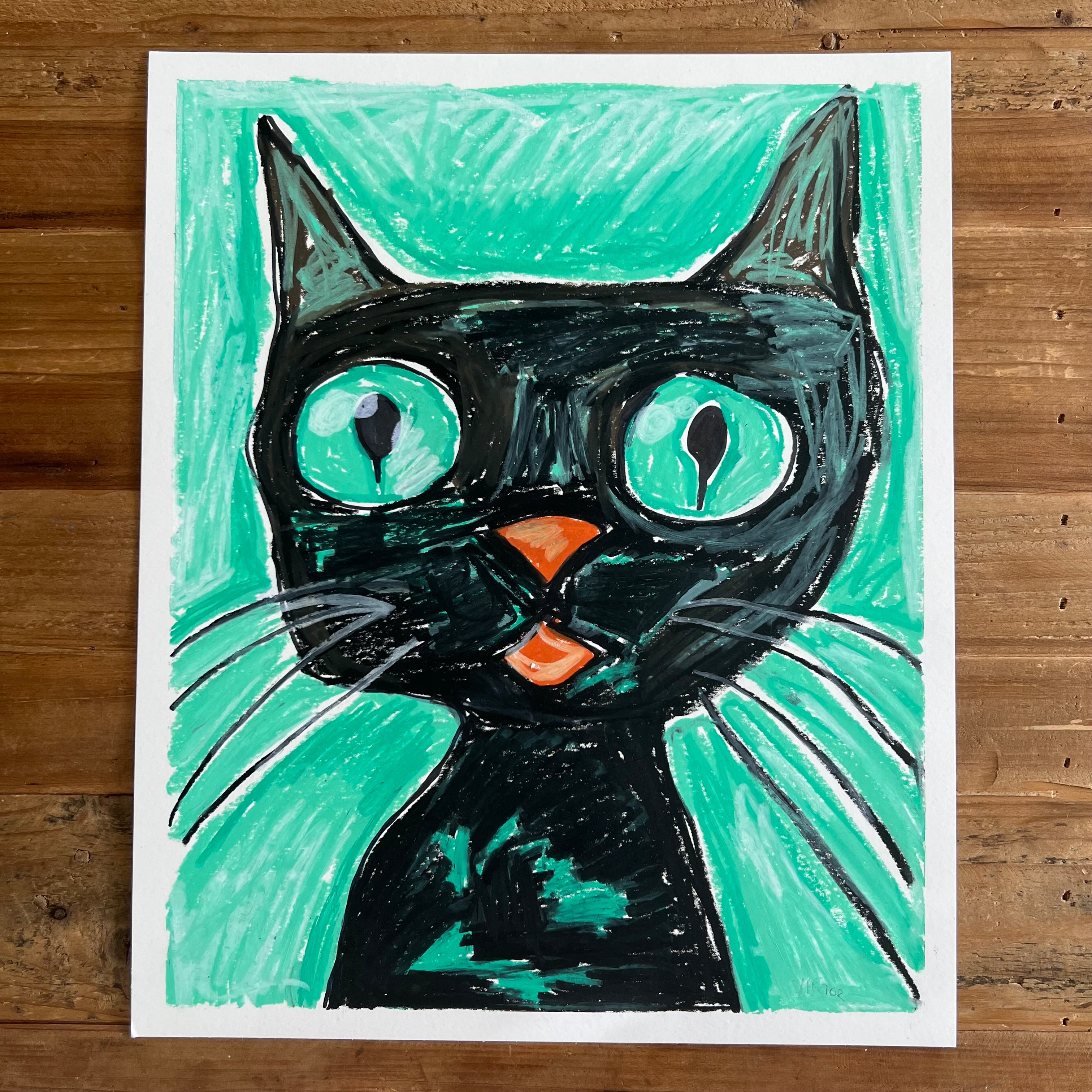 Silly Cat - ORIGINAL  14x17”