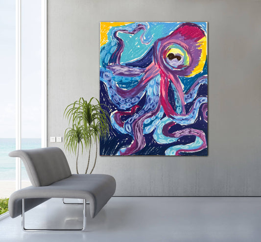 The Purple Octopus - Print, Poster, Stretched Canvas Print