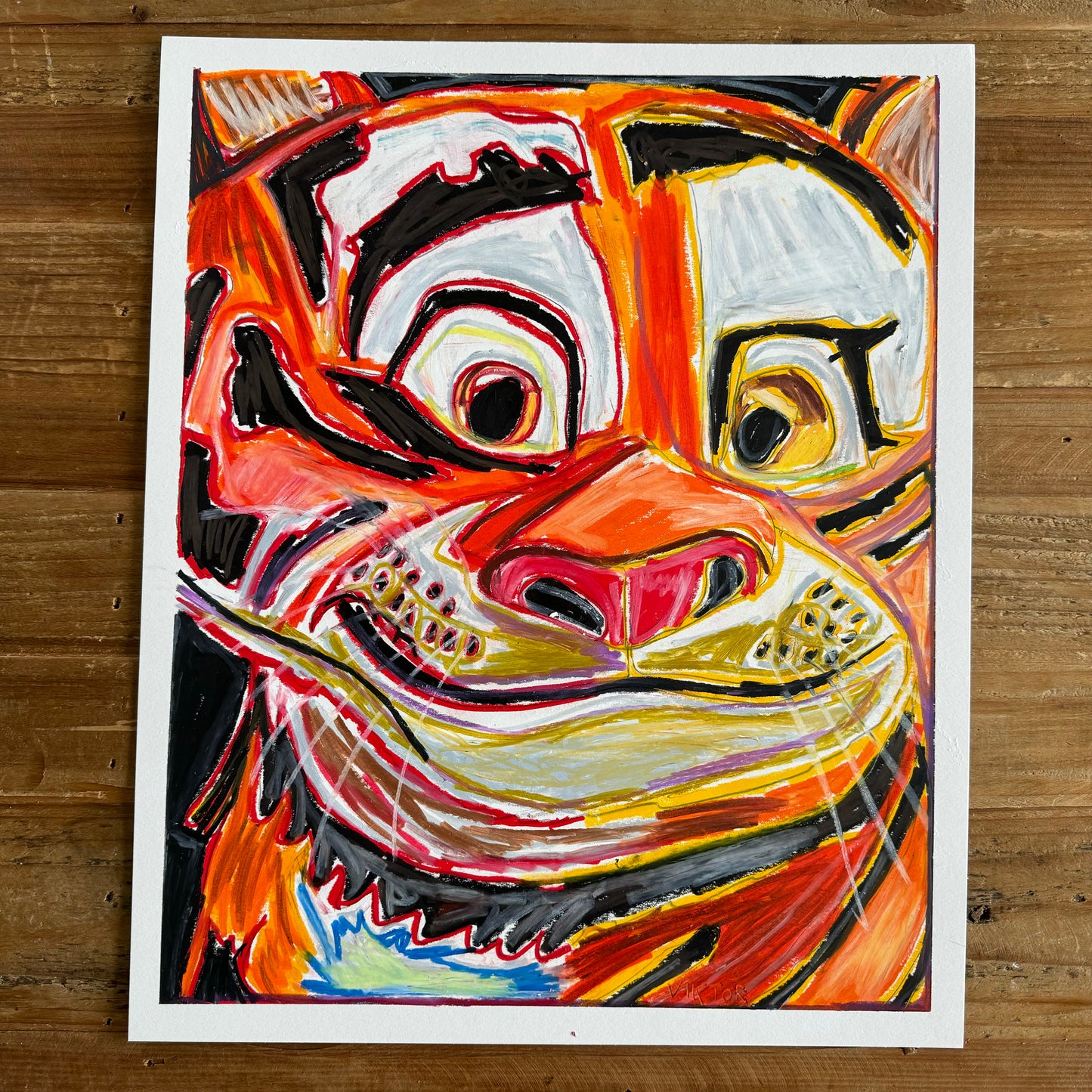 Smiling Tiger - ORIGINAL  14x17”