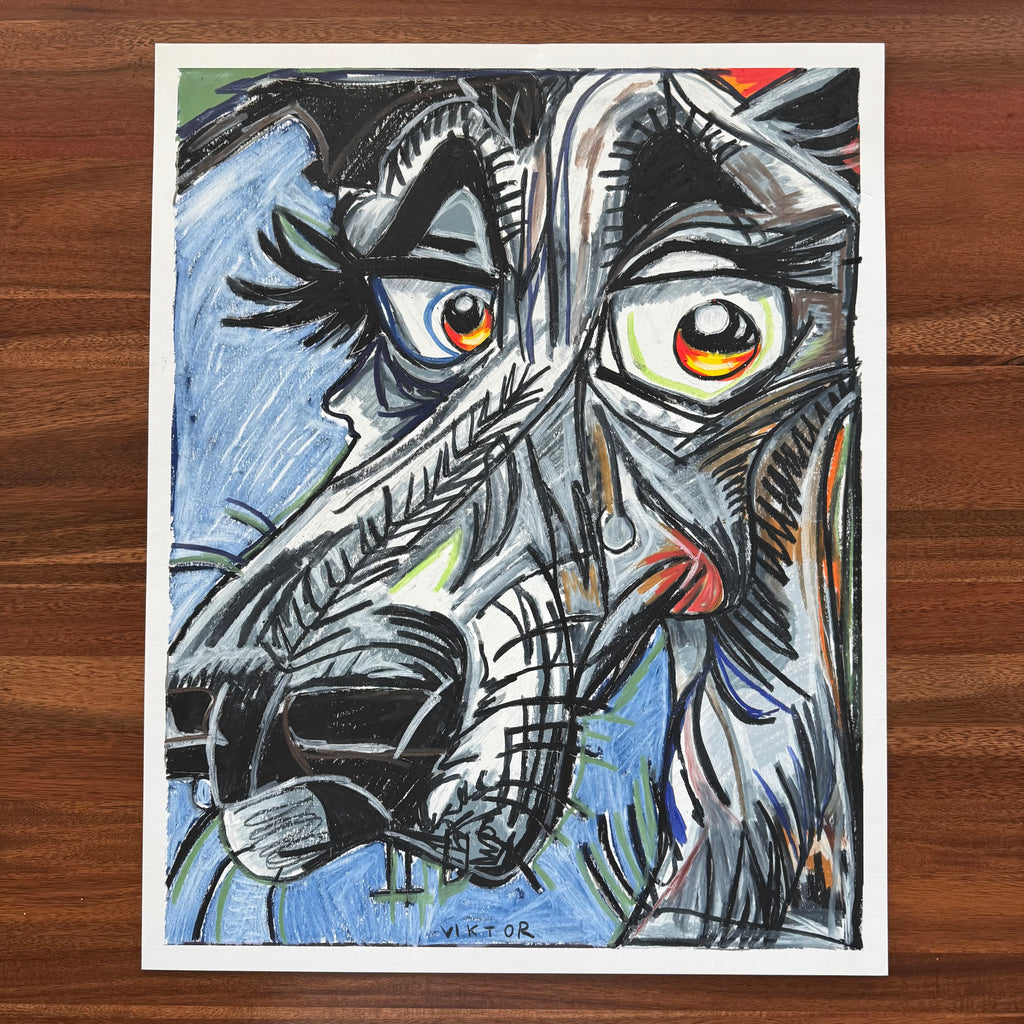 Rufus - ORIGINAL OIL PASTEL ARTWORK - 19x24" (video attached)