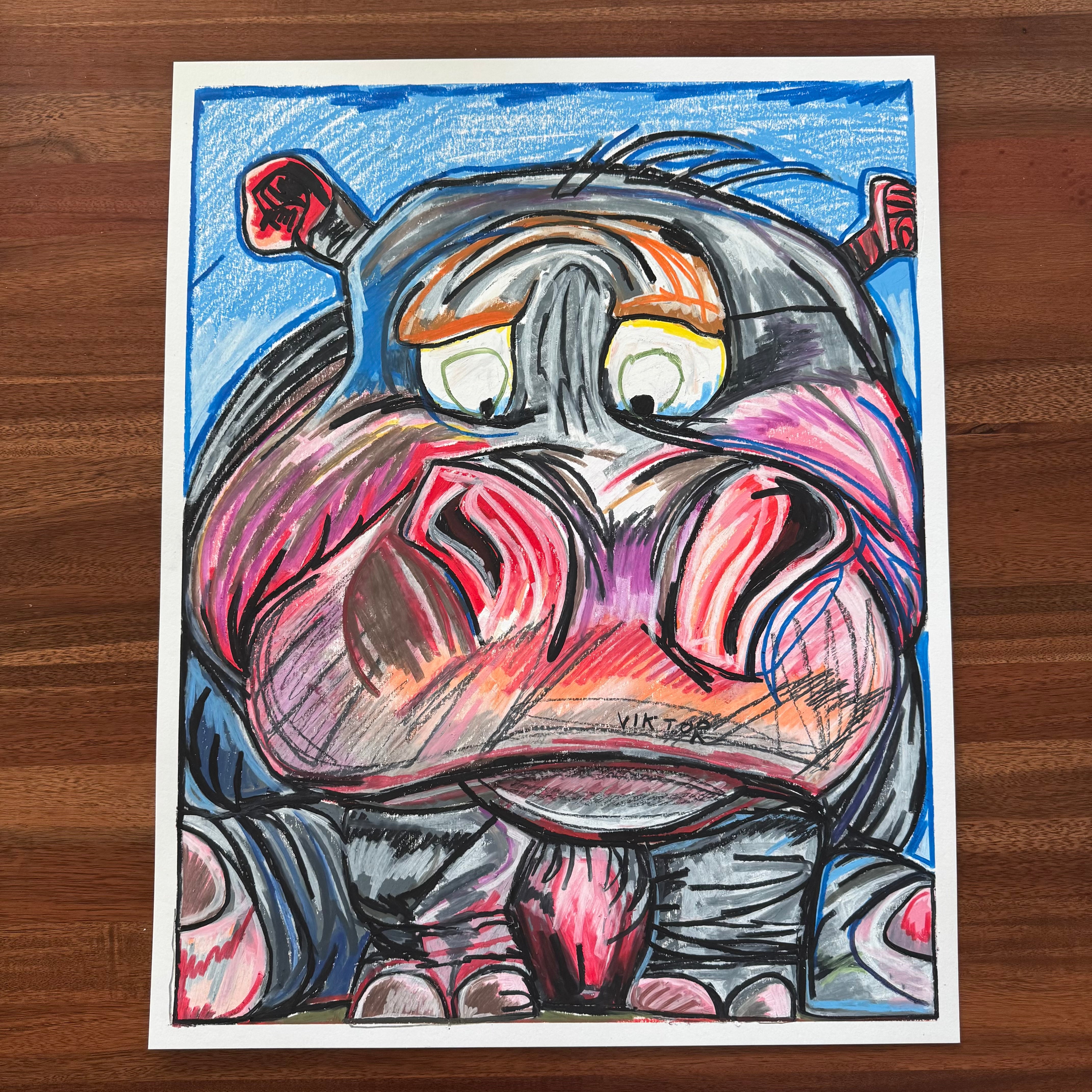 Notic Drawings Hipp-notic - ORIGINAL OIL PASTEL ARTWORK - 19x24