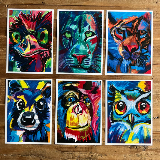 The Colorful Animals Set - set of 6 prints/canvas prints