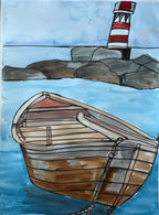Lighthouse No 2 - ORIGINAL Watercolor artwork 22x30” - Vichy's Art