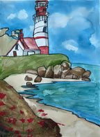 Lighthouse No 1 - ORIGINAL Watercolor artwork 22x30” - Vichy's Art