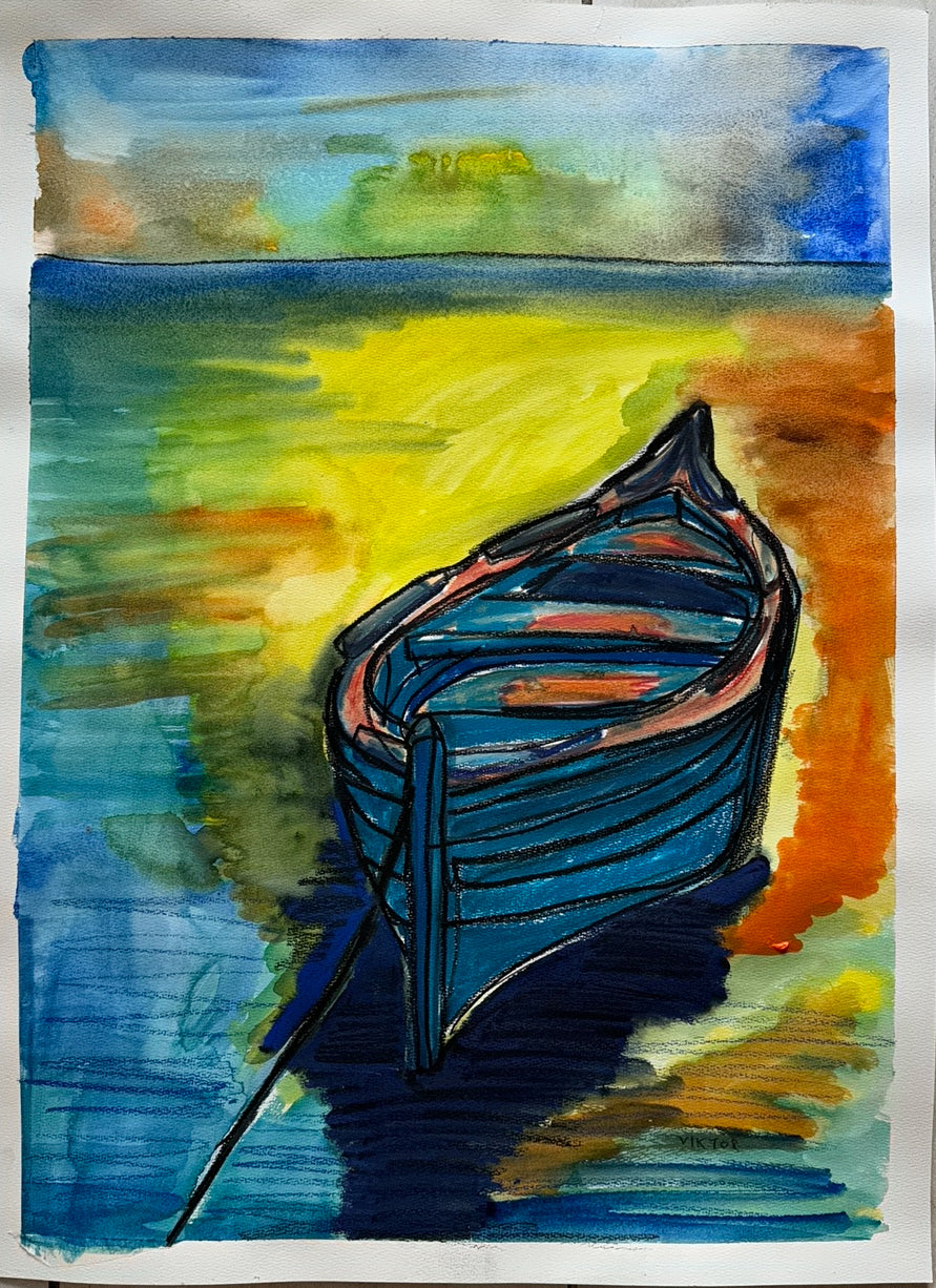 Boat on the Shore - ORIGINAL 22x30”