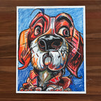 Funny Basset - ORIGINAL OIL PASTEL ARTWORK - 19x24" (video attached)