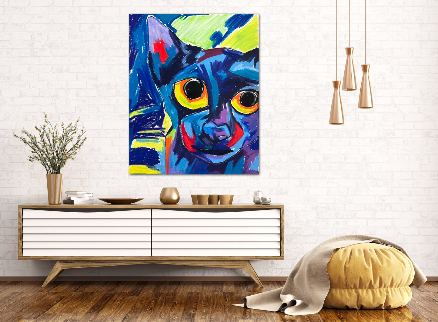 The Blue Cat - Print, Poster, Stretched Canvas Print