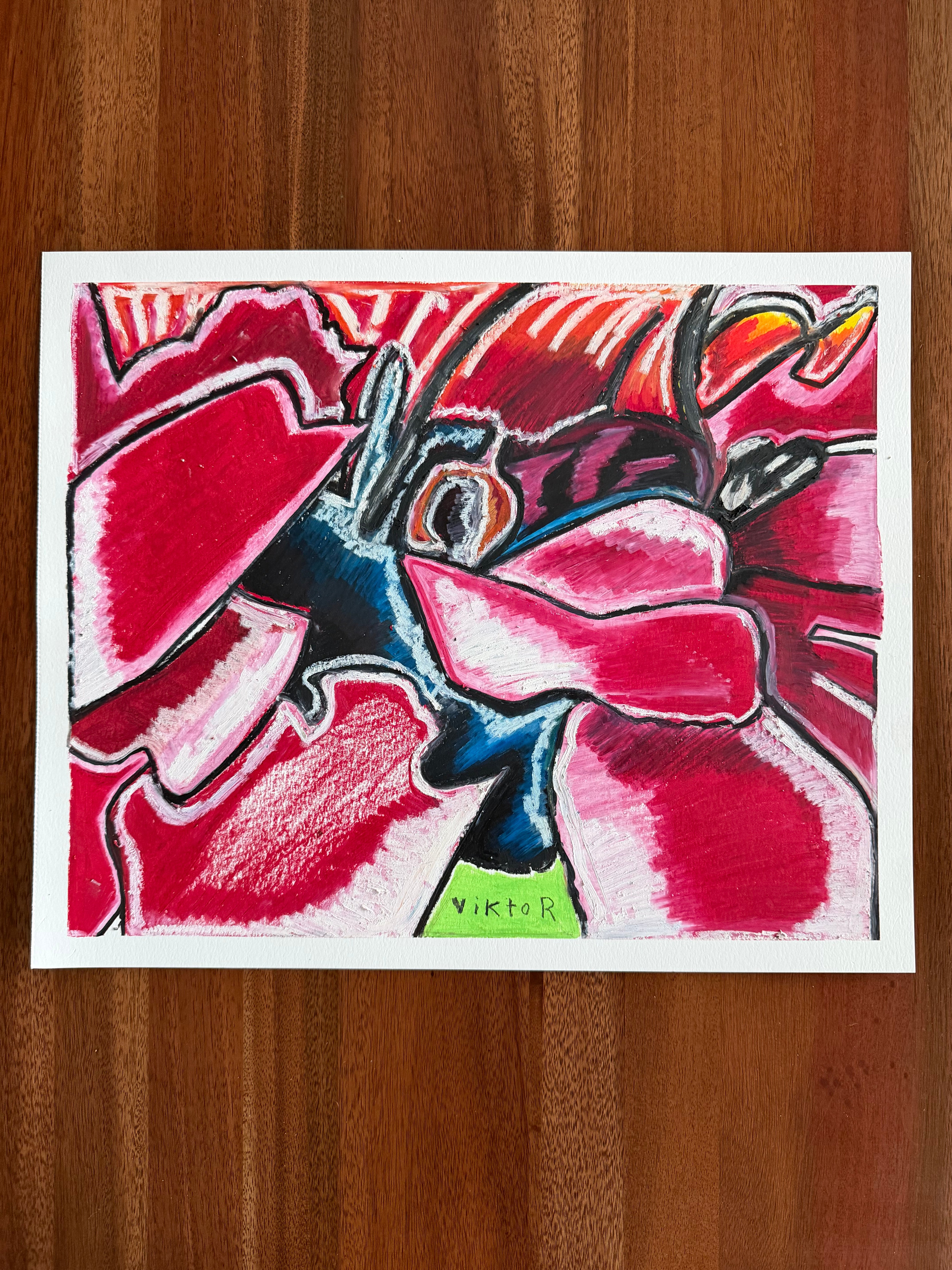 Magenta Petals - ORIGINAL OIL PASTEL ARTWORK - 17x14