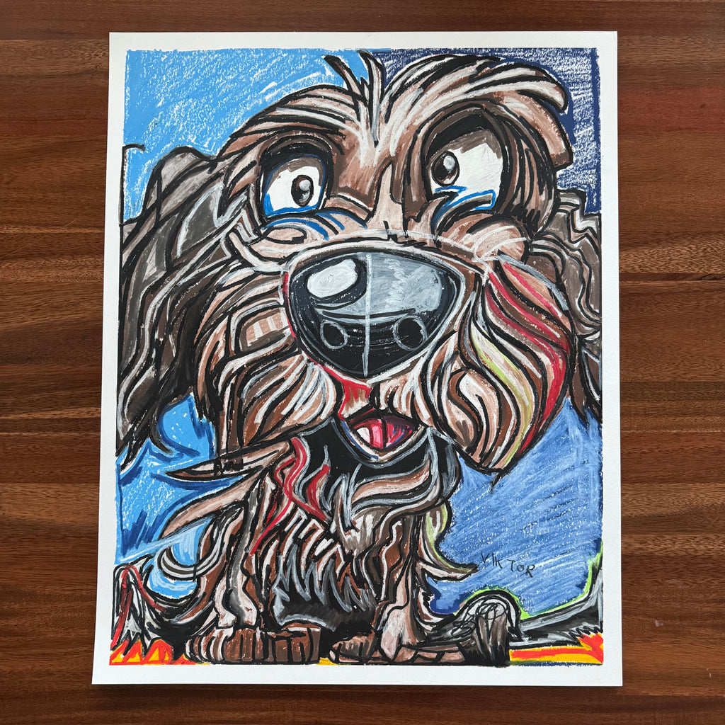 Cockapoo - ORIGINAL OIL PASTEL ARTWORK - 19x24" (video attached)