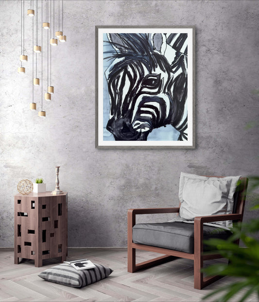 Zebra - Monochrome - Art Prints