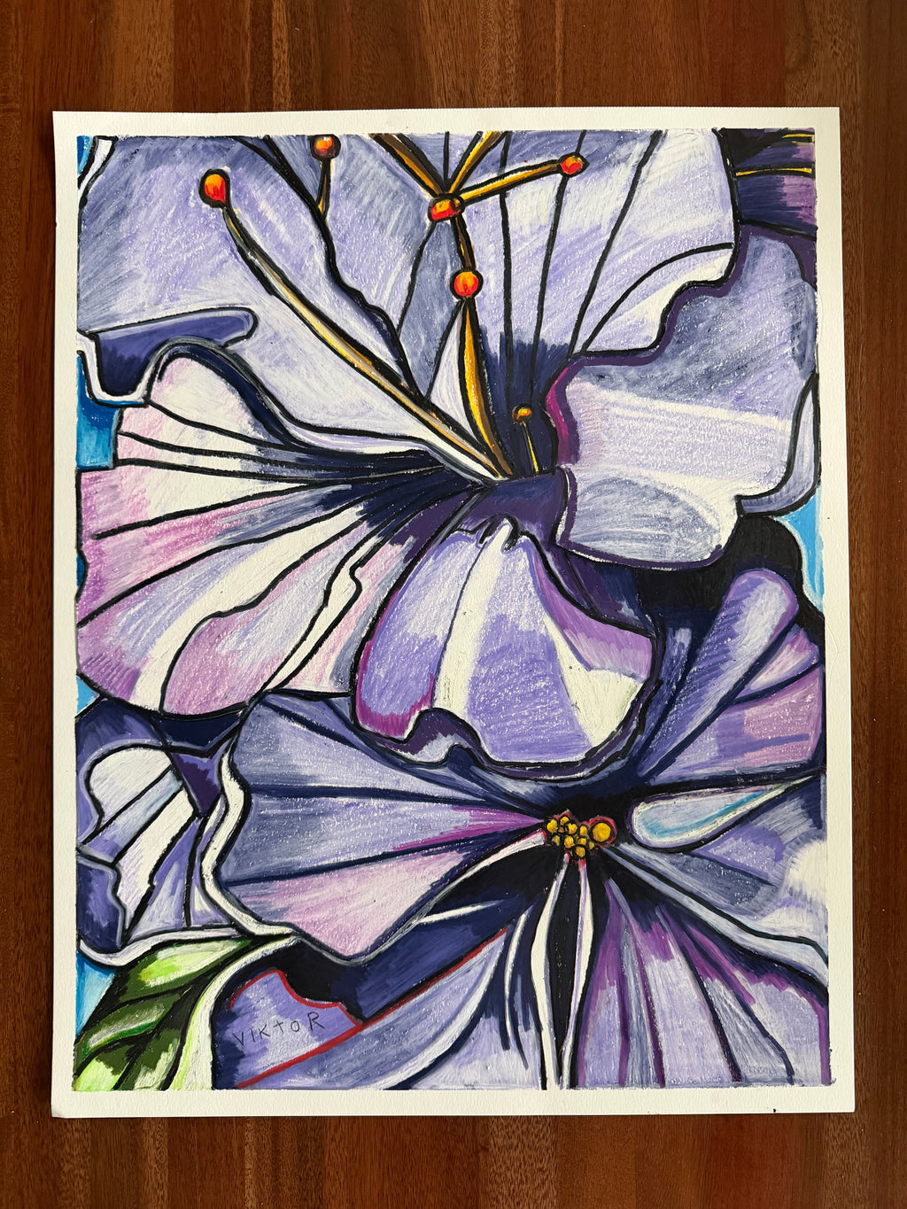 Sapphire Splash - ORIGINAL OIL PASTEL ARTWORK - 19x24"