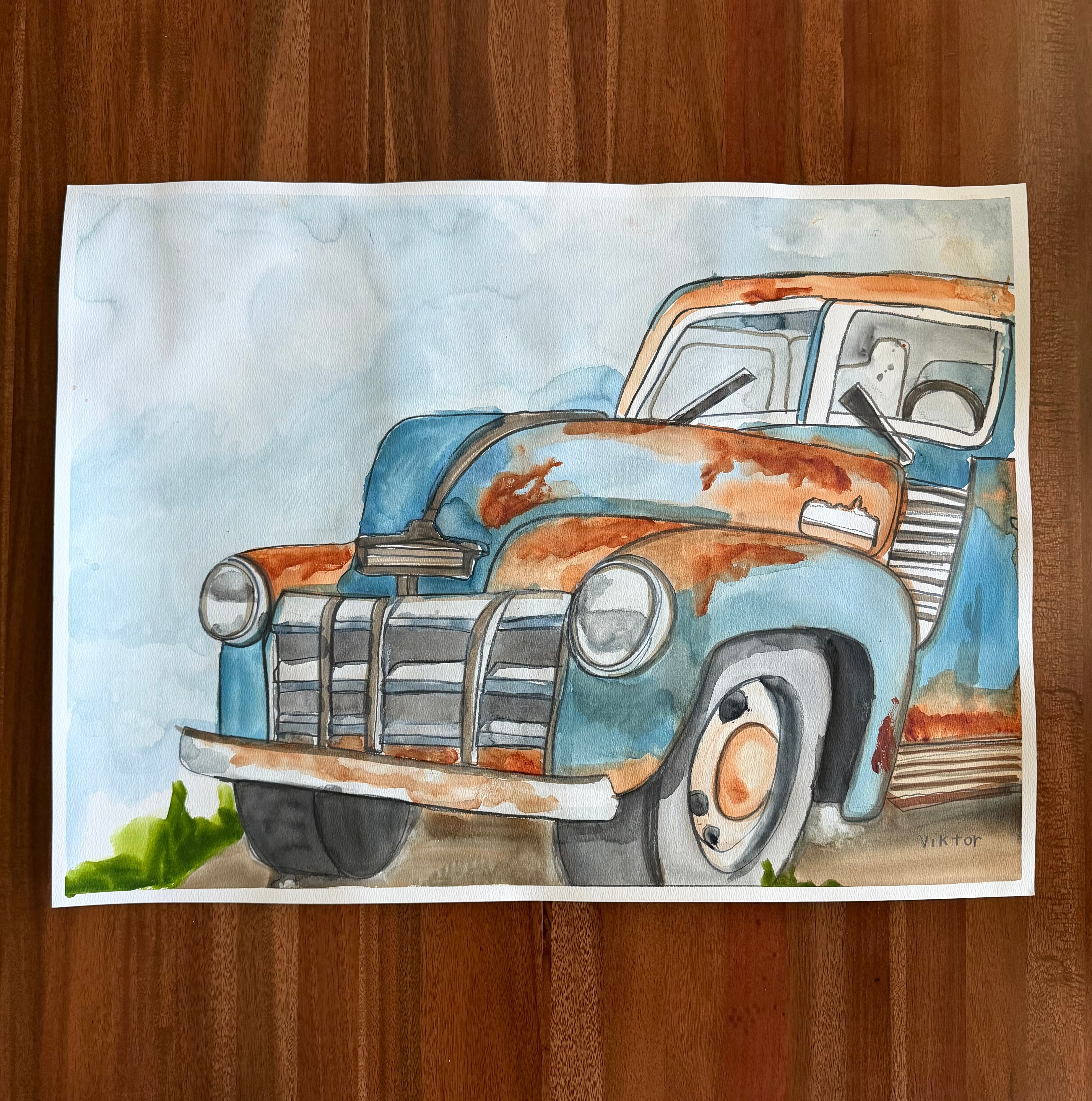 Vintage Transport - ORIGINAL Watercolor artwork 30x22” – Vichy's Art