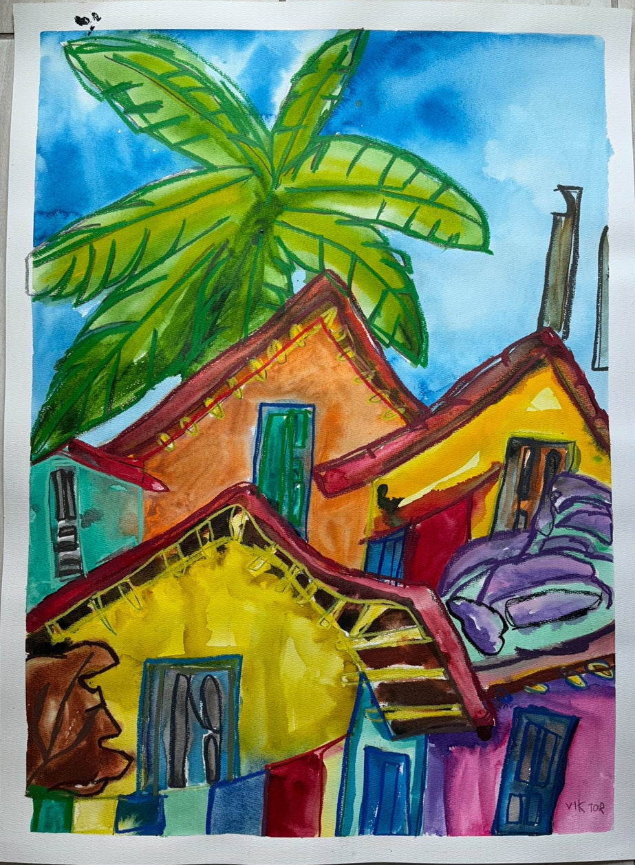 Colorful Mexican Village - ORIGINAL 22-30”