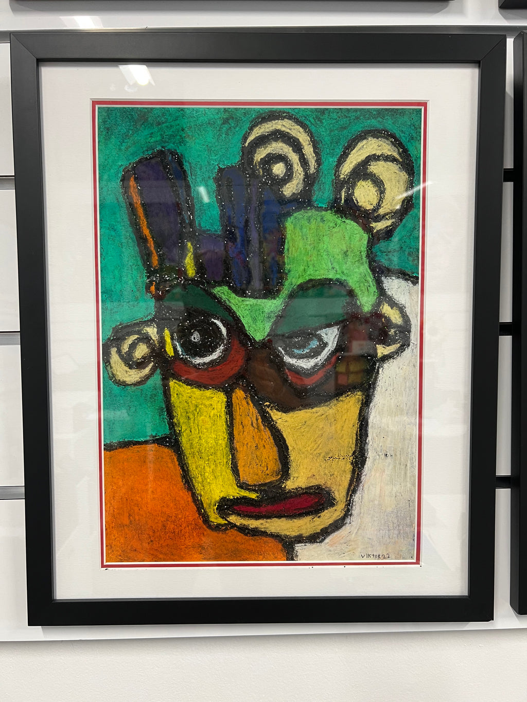 Face - Picasso style with glitter - ORIGINAL 12x17” FRAMED