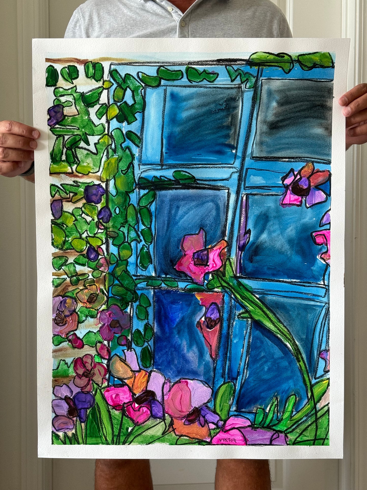 Floral Window - ORIGINAL Watercolor artwork 22x30”