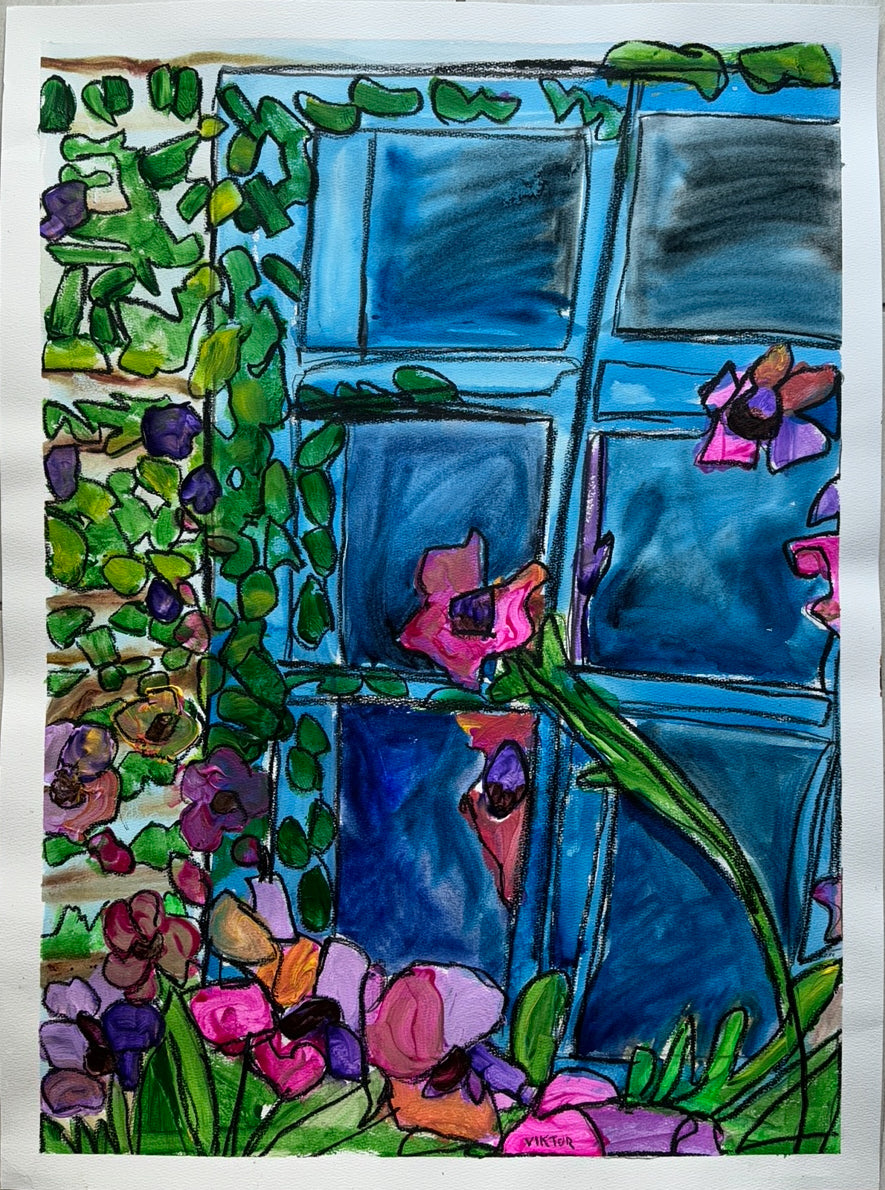 Floral Window - ORIGINAL Watercolor artwork 22x30”