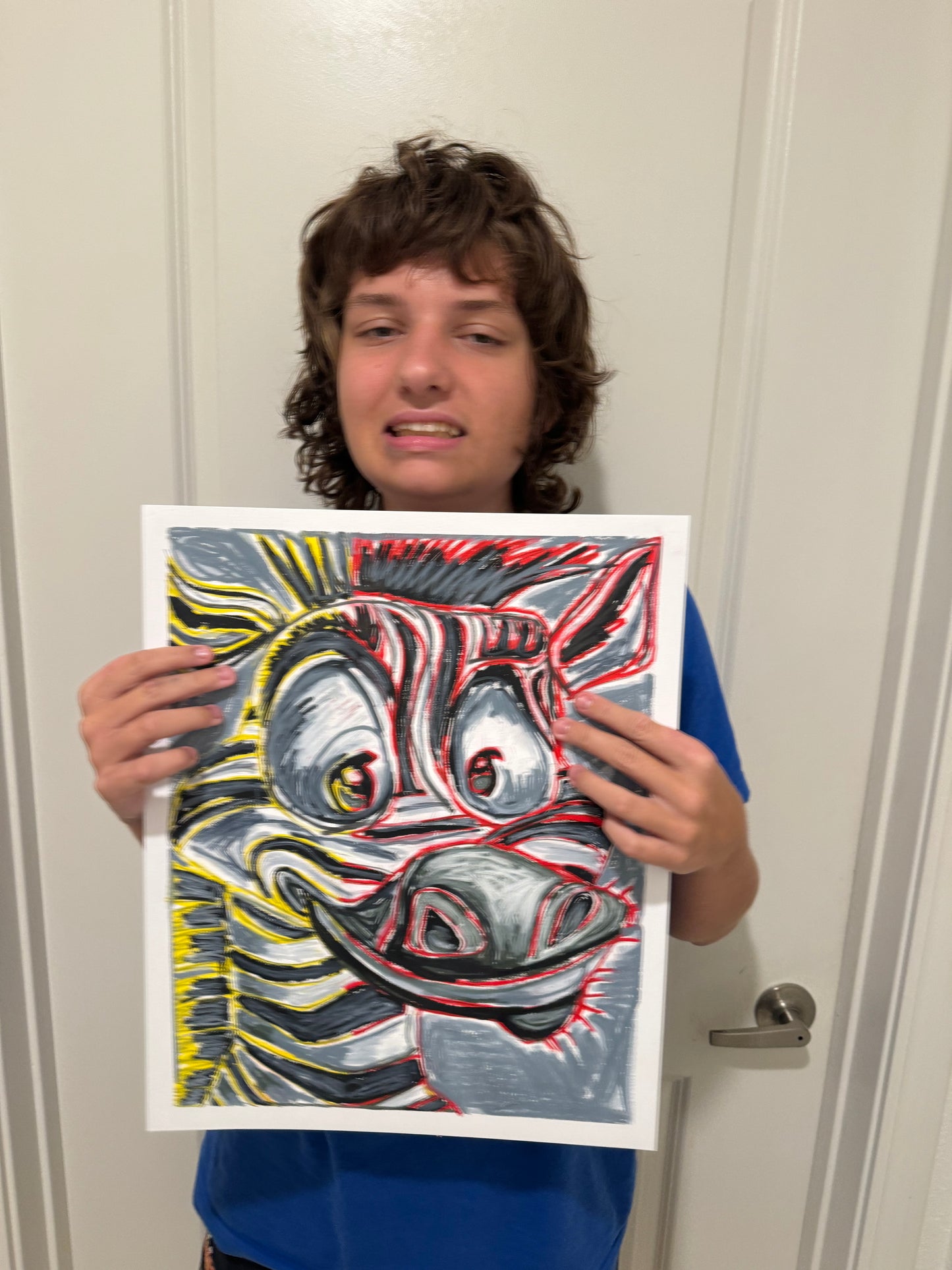 Zebra (yellow & red stripes) - ORIGINAL  14x17”