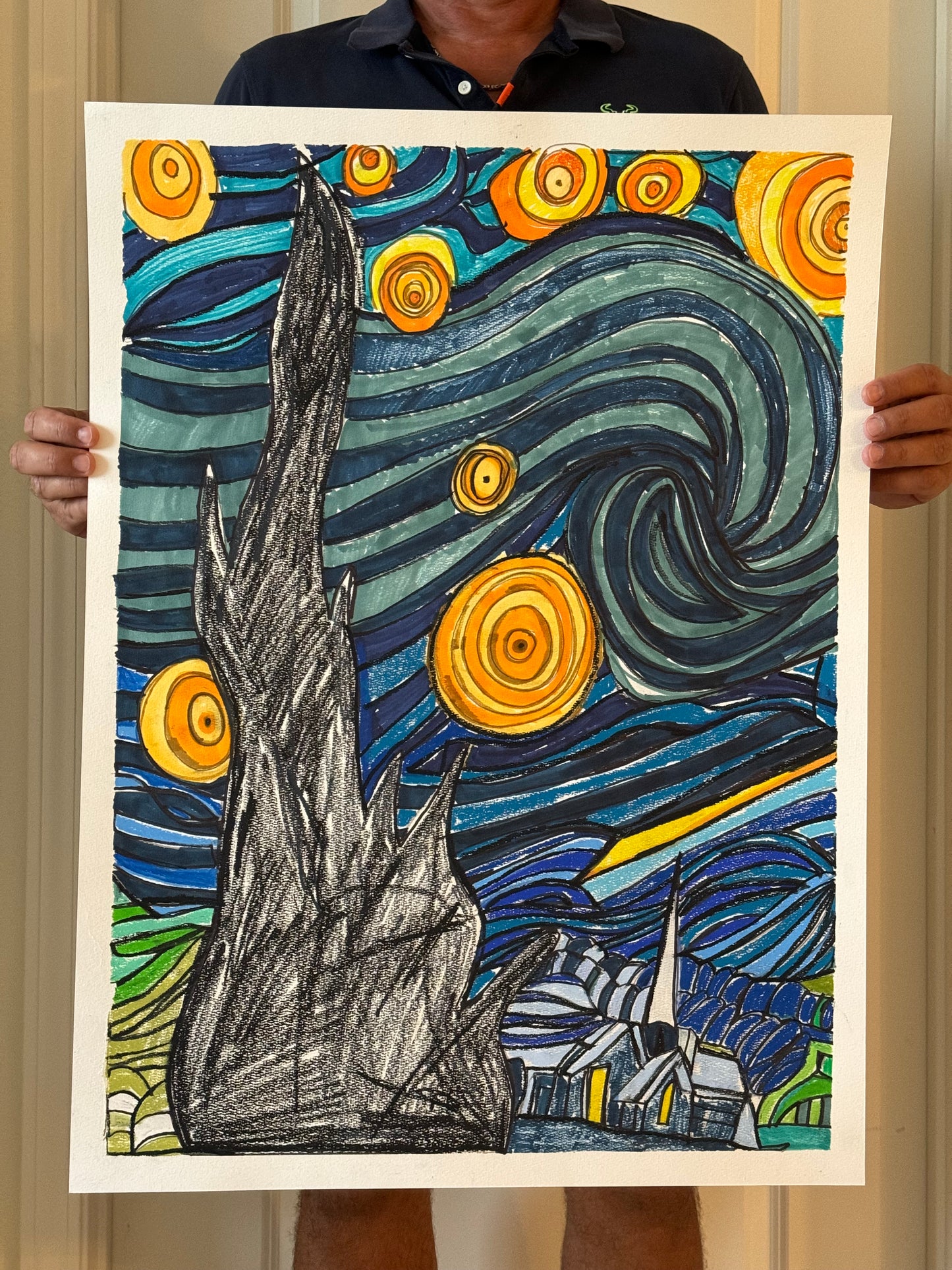 Starry Night - ORIGINAL Watercolor artwork 22x30”