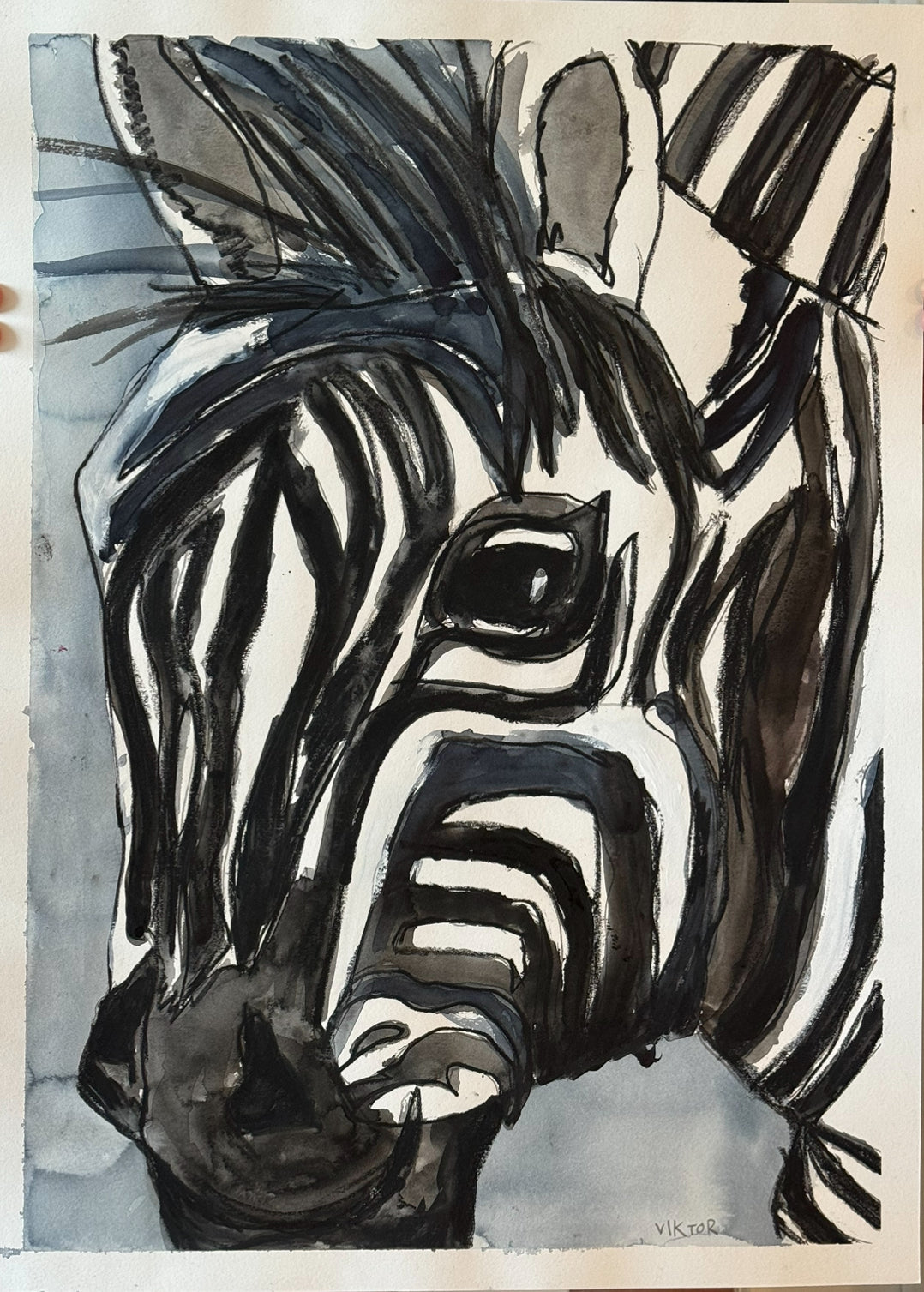 Zebra - Monochrome - ORIGINAL 30x22”