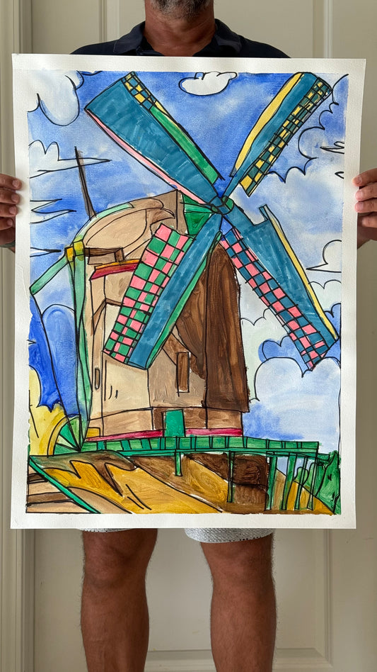 Windmill - ORIGINAL Watercolor artwork 22x30”