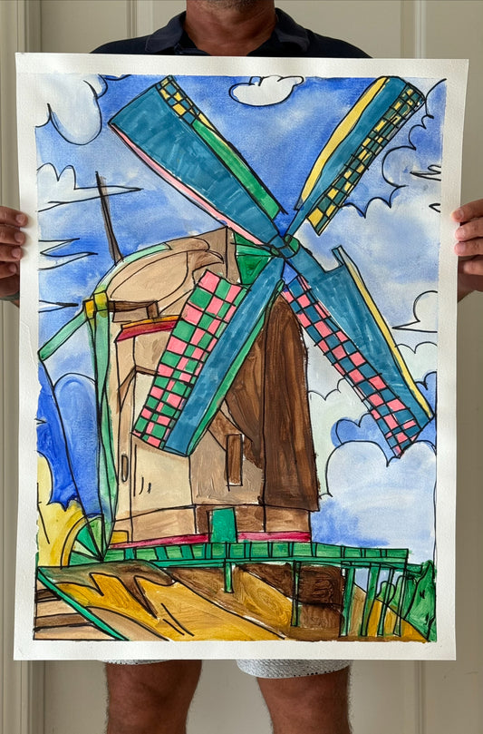 Windmill - ORIGINAL Watercolor artwork 22x30”