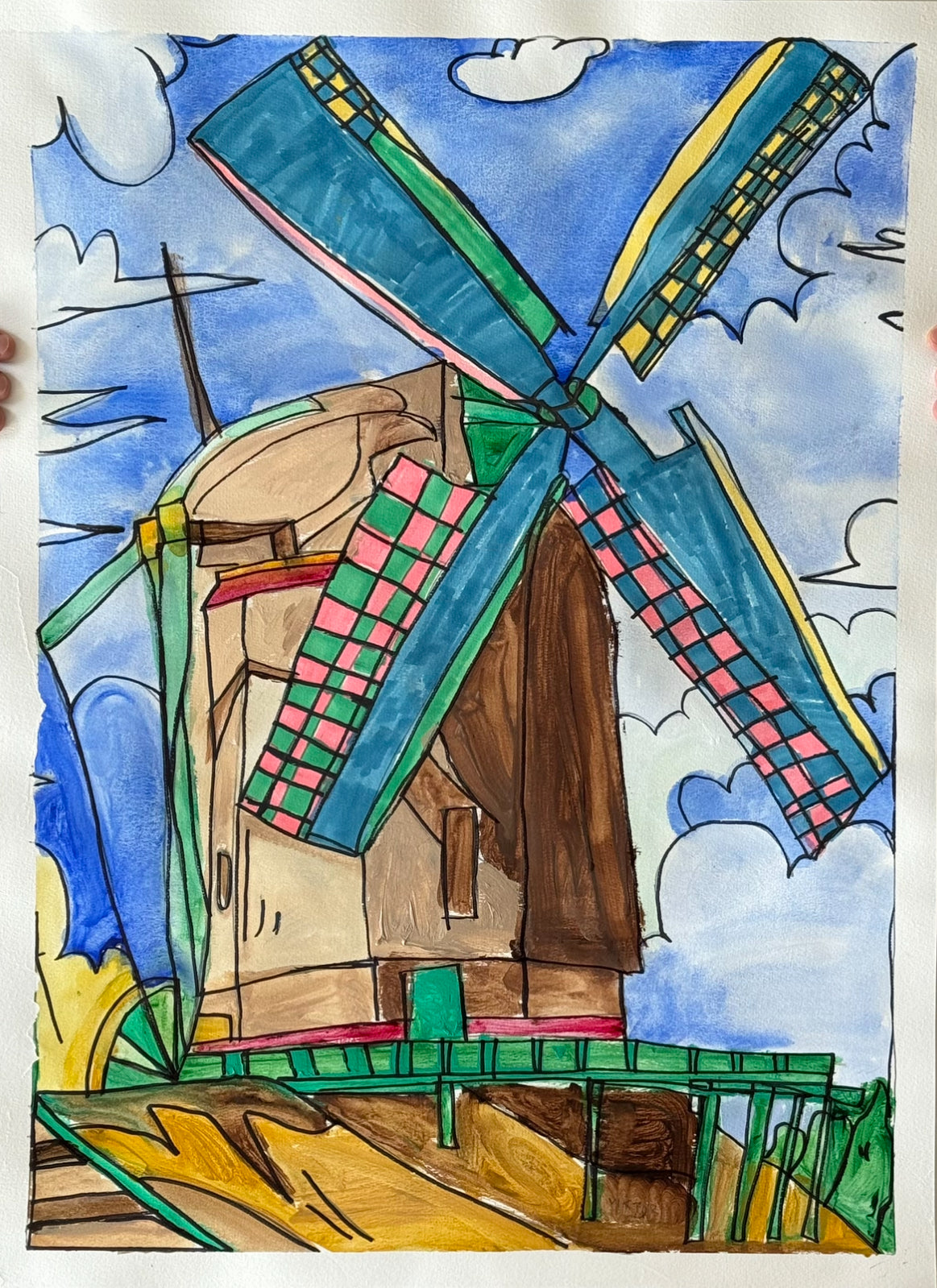 Windmill - ORIGINAL Watercolor artwork 22x30”