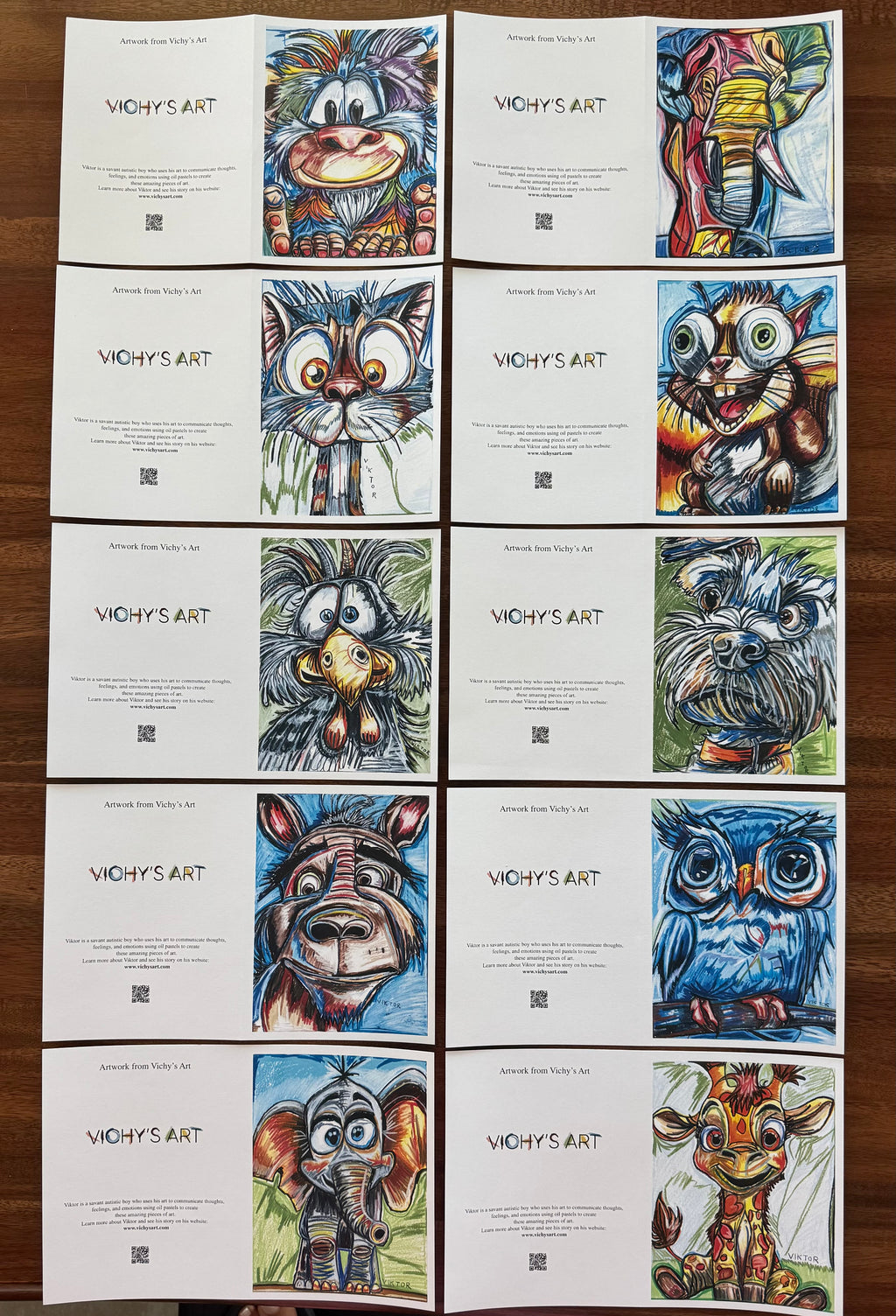 Cute ANIMALS - Greeting cards (SET OF 10)