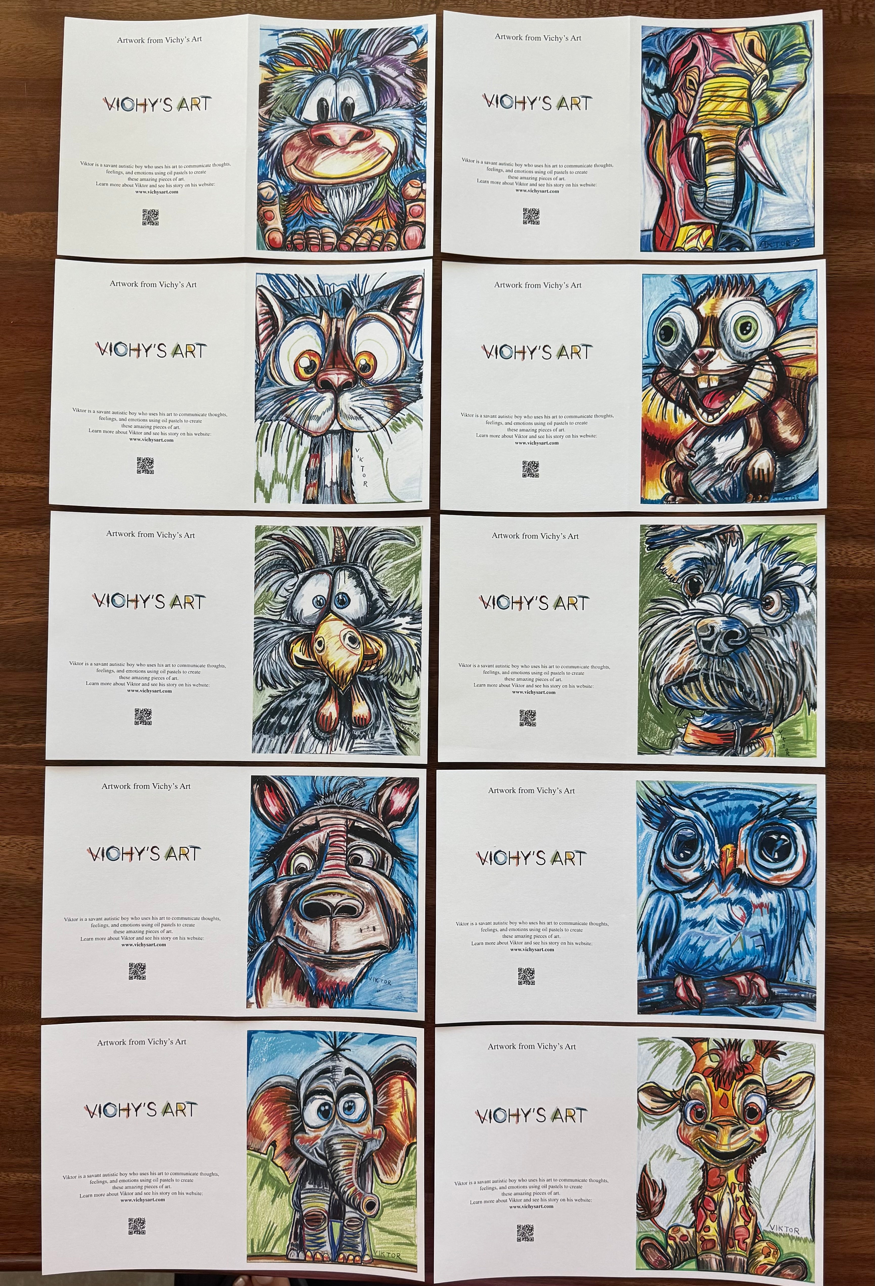 Cute ANIMALS - Greeting cards (SET OF 10)