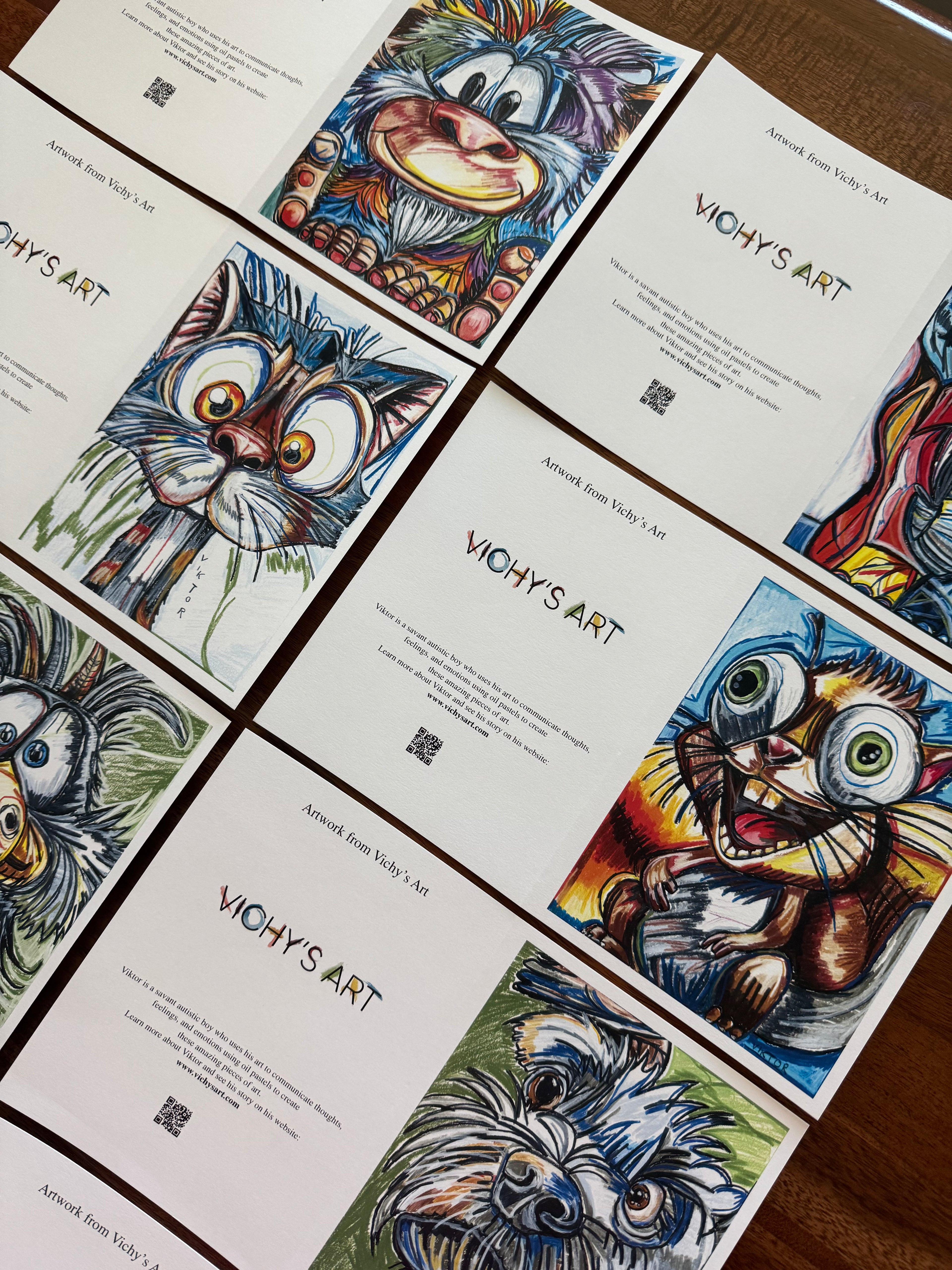 Cute ANIMALS - Greeting cards (SET OF 10)