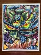 Succulent Green - ORIGINAL OIL PASTEL ARTWORK - 19x24" (video attached)
