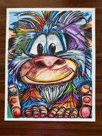 Rainbow Monkey - ORIGINAL OIL PASTEL ARTWORK - 19x24" (video attached)