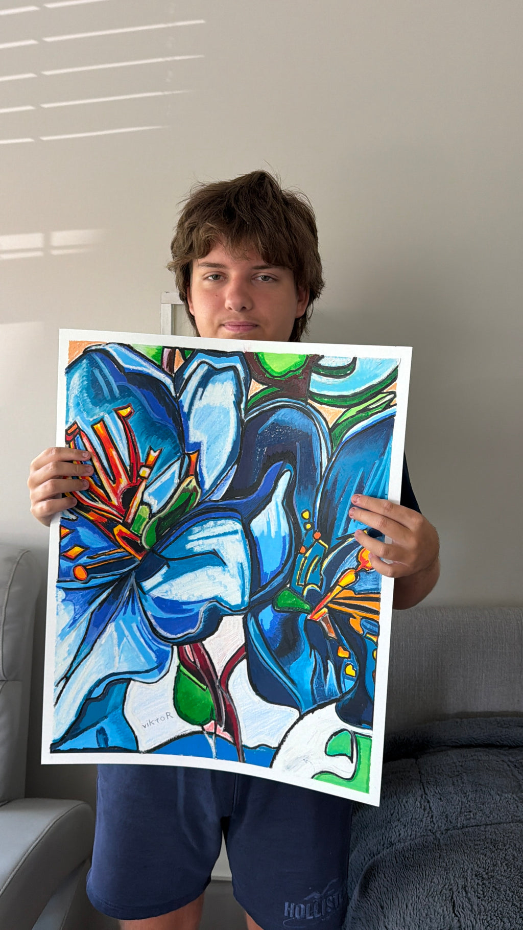 Blue Serenity - ORIGINAL OIL PASTEL ARTWORK - 19x24" (video attached)
