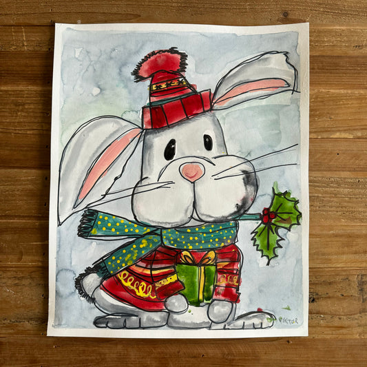 Santa Bunny - ORIGINAL 14x17”