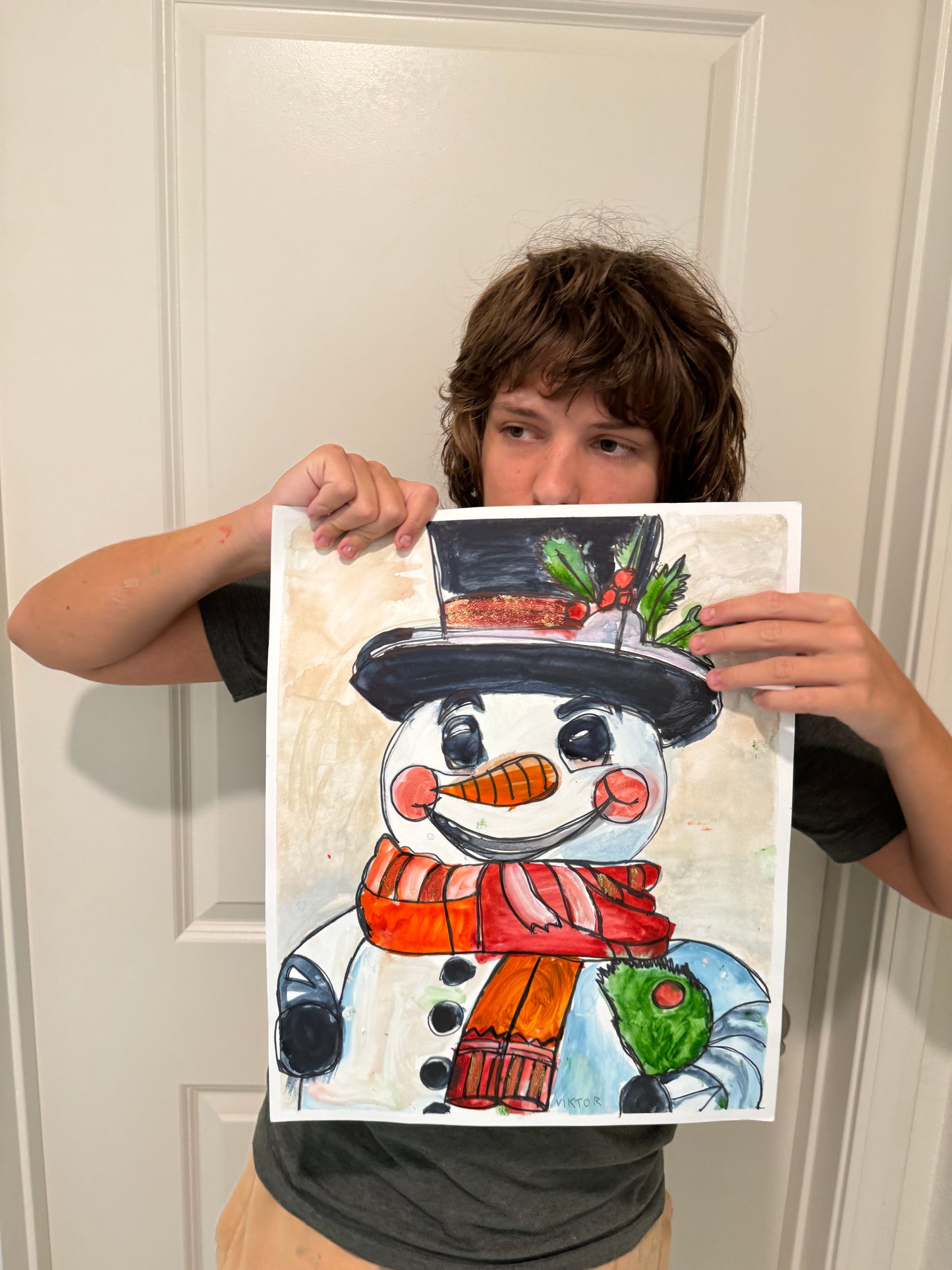 Santa Snowman - ORIGINAL 14x17”