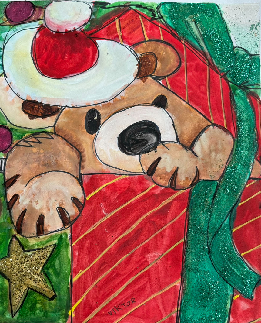 Santa Teddy Bear - Art Prints