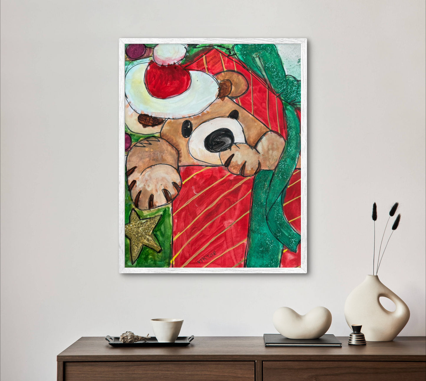 Santa Teddy Bear - Art Prints