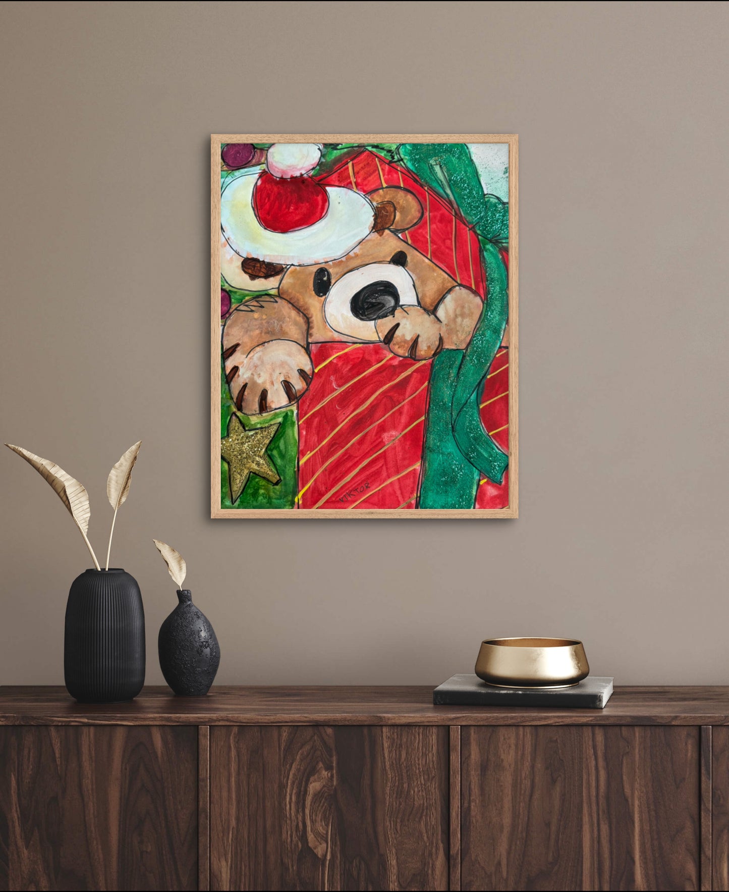 Santa Teddy Bear - Art Prints