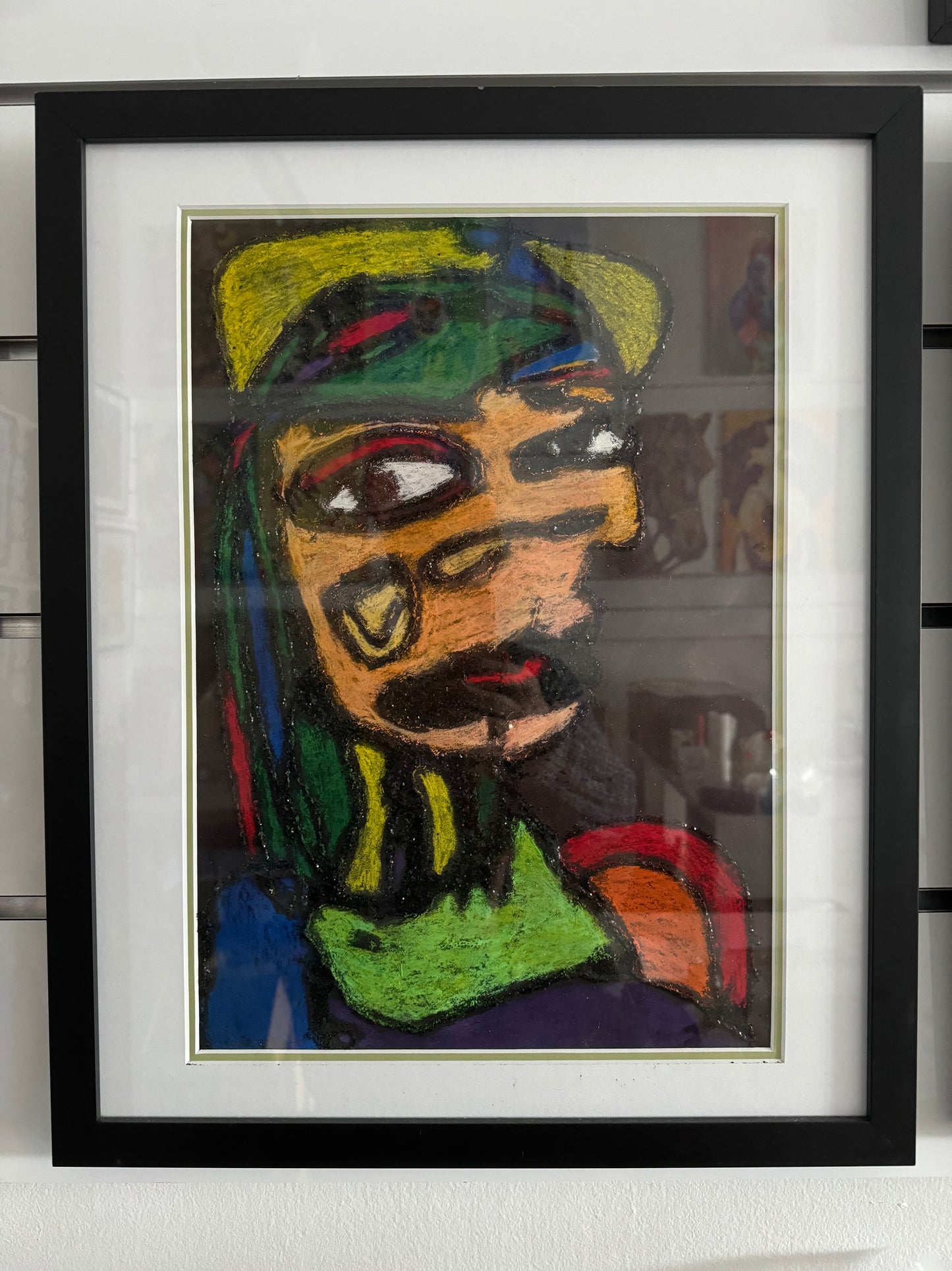 Face 5 - Picasso style with glitter - ORIGINAL 12x17” FRAMED